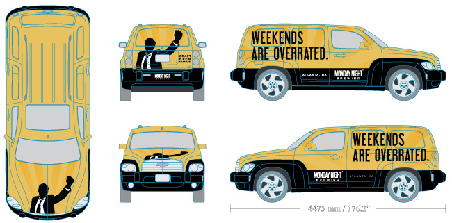 insightful and or irreverent feedback requested on our vehicle wrap design monday night brewing monday night brewing